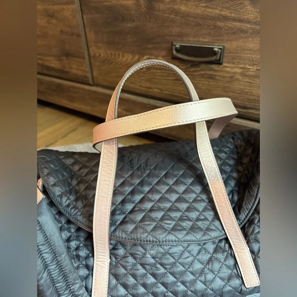 Archer Brighton Lightweight Quilted Duffel Bag In Black/Dusty Rose